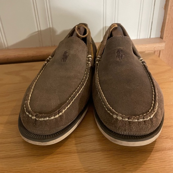 Polo Ralph Lauren Men's Blackley Slip On Brown Suede Leather Loafers Boat Shoes - Picture 2 of 5